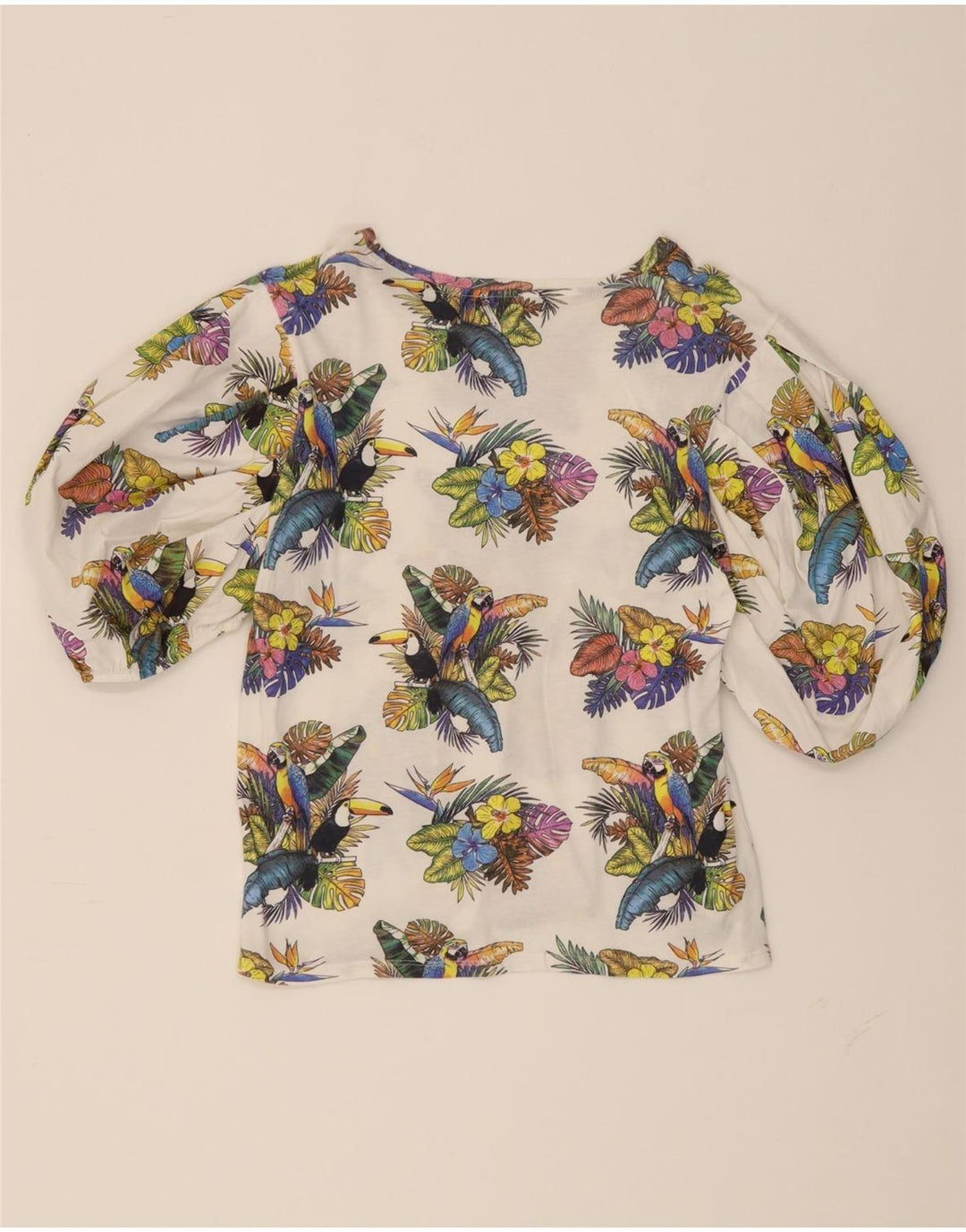 ZARA Womens Blouse Top UK 12 Medium White Floral Vintage Zara and Second-Hand Zara from Messina Hembry 
