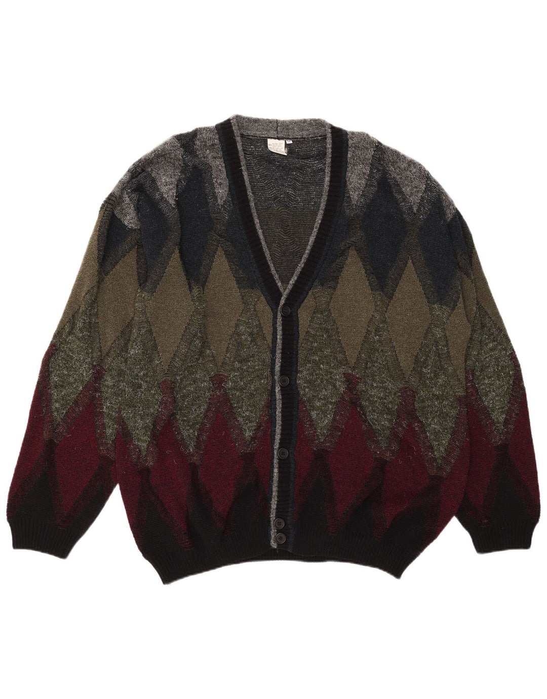 Sweter męski rozpinany w stylu vintage IT 50 Średni wielokolorowy Argyle/Diament
