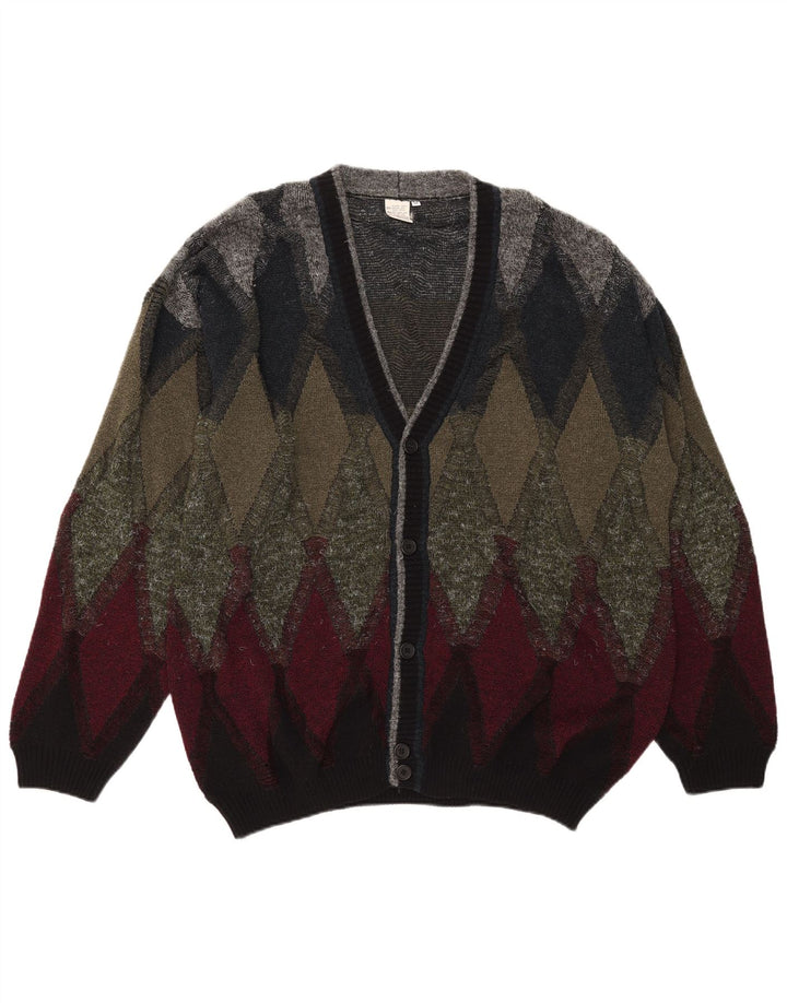 Sweter męski rozpinany w stylu vintage IT 50 Średni wielokolorowy Argyle/Diament