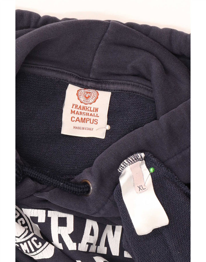 Franklin Marshall Mens Graphic Hoodie Jumper XL Navy Blue