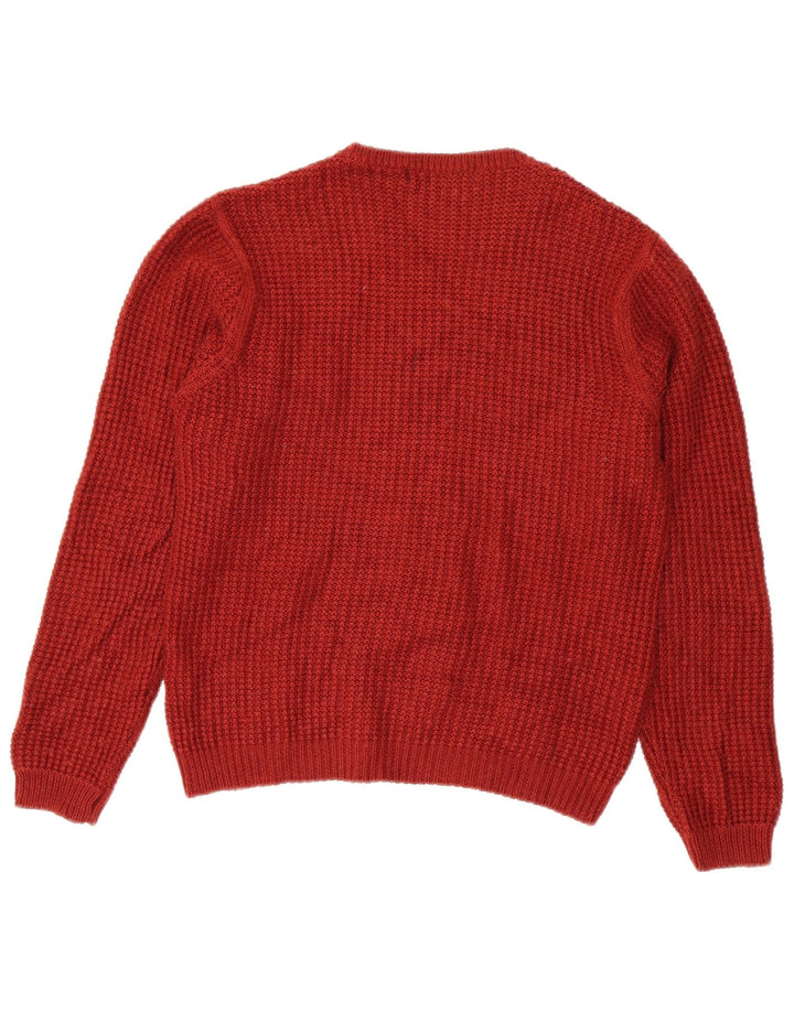 ZARA Mens Crew Neck Jumper Sweater Large Maroon Acrylic
