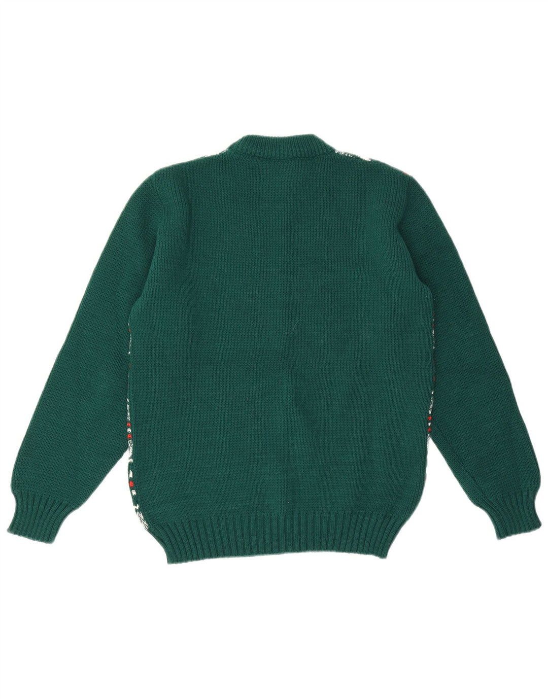Dralon Mens Crew Neck Jumper Sweater Small Green Fair Isle Polyacrylic