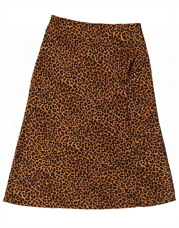 Zara Jupe trapèze taille haute pour femme Large W30 Marron Imprimé animal Polyester