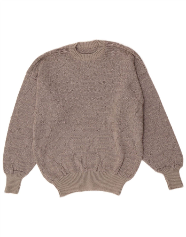 Vintage herre sweater med rund hals, mellemgrå