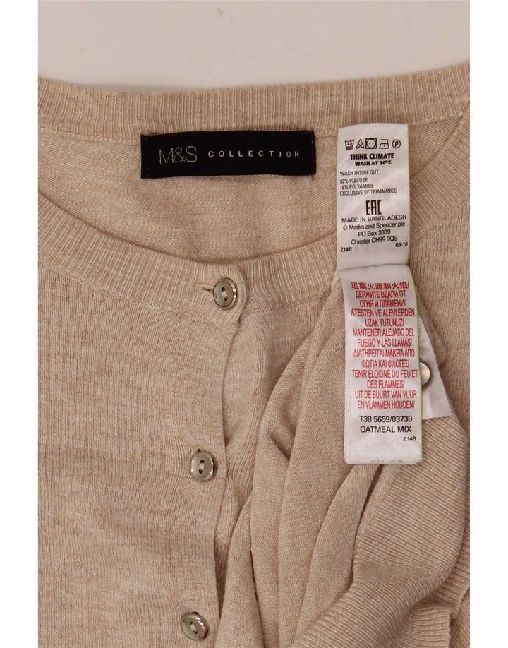 Marks & Spencer Womens Cardigan Sweater UK 10 Small Beige Viscose