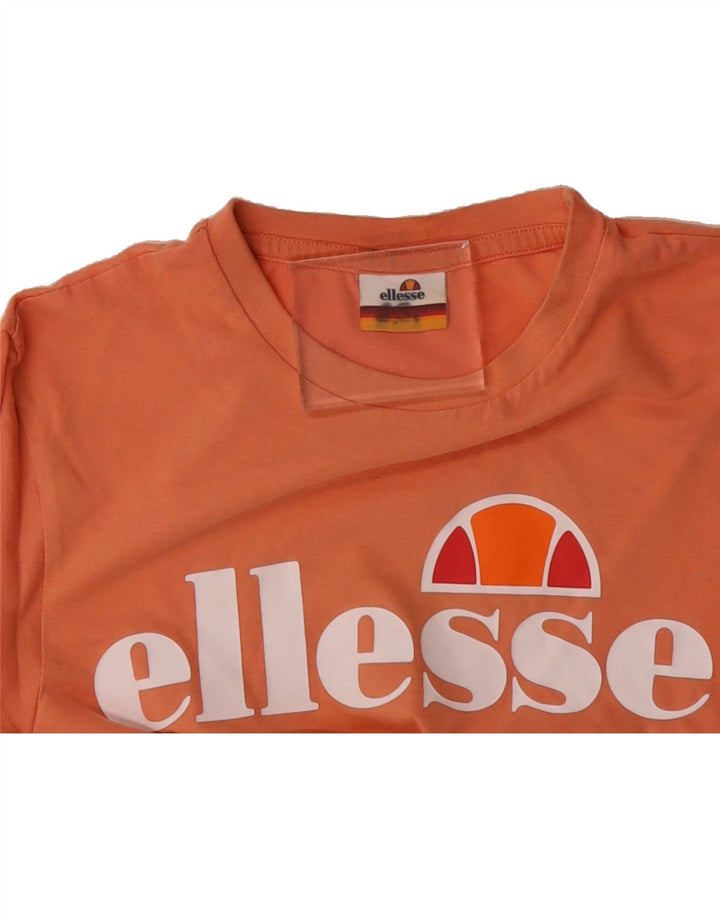 ELLESSE Womens Crop Graphic T-Shirt Top UK 12 Medium Orange Vintage Ellesse and Second-Hand Ellesse from Messina Hembry 