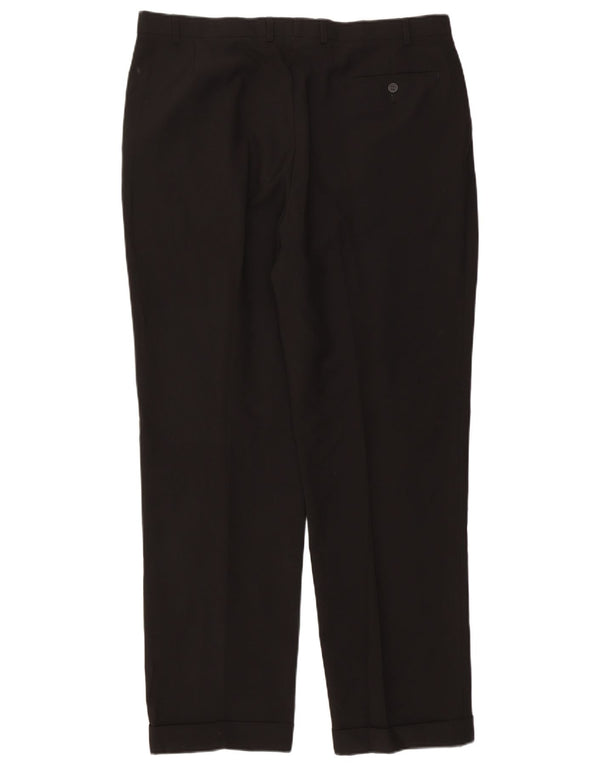Marks & Spencer Mens Pegged Suit Trousers W40 L33 Black Polyester