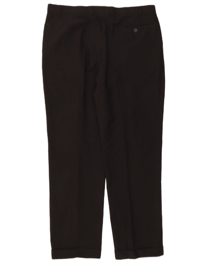Marks & Spencer Mens Pegged Suit Trousers W40 L33 Black Polyester