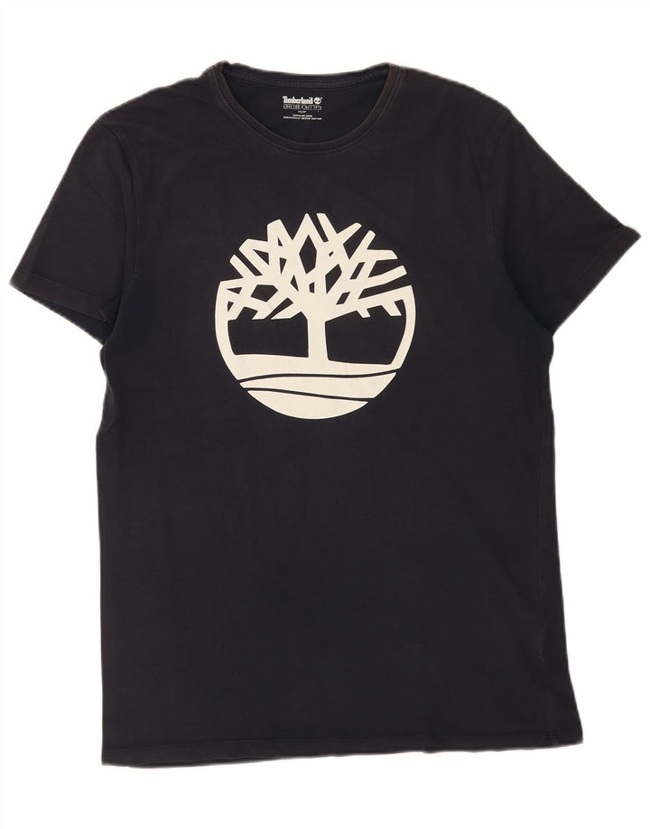 Timberland Mens Graphic T-Shirt Top Medium Navy Blue Cotton