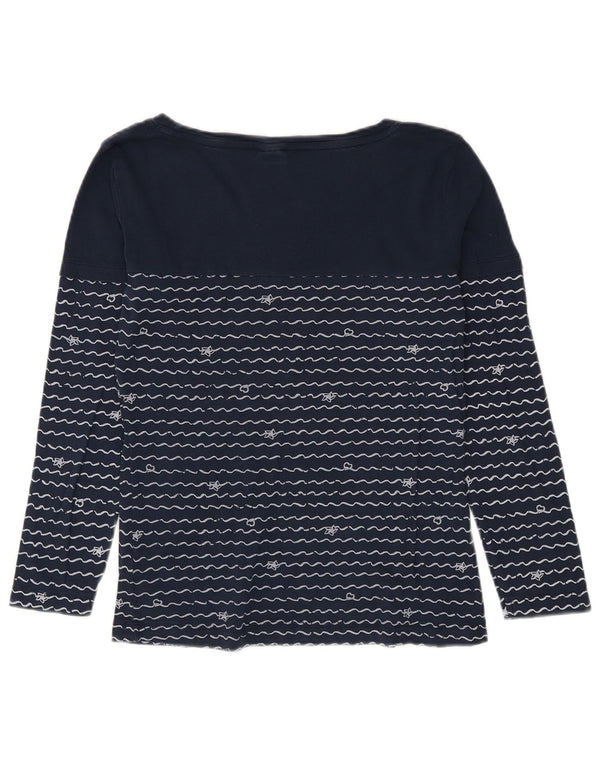 Kangaroos Top Mujer Manga Larga UK 40/16 Grande Azul Marino Rayas Algodón