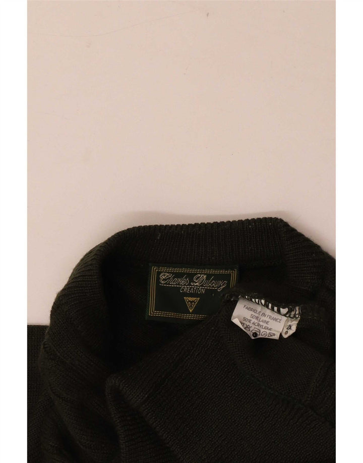 Charles Dubourg Mens Crew Neck Jumper Sweater Medium Green Wool