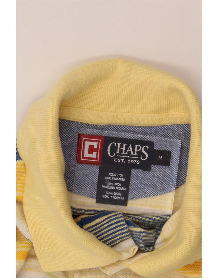 CHAPS Mens Polo Shirt Medium Yellow Striped Cotton Vintage Chaps and Second-Hand Chaps from Messina Hembry 