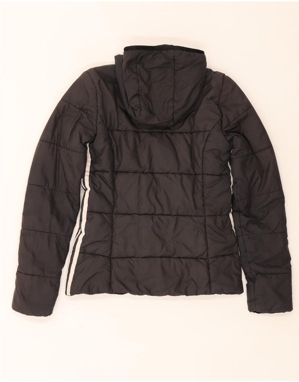 Adidas Womens Hooded Padded Jacket UK 6 XS Black Polyester