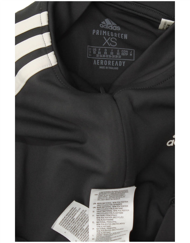 Adidas Womens Zip Neck Pullover Tracksuit Top UK 4/6 XS Grey Colourblock