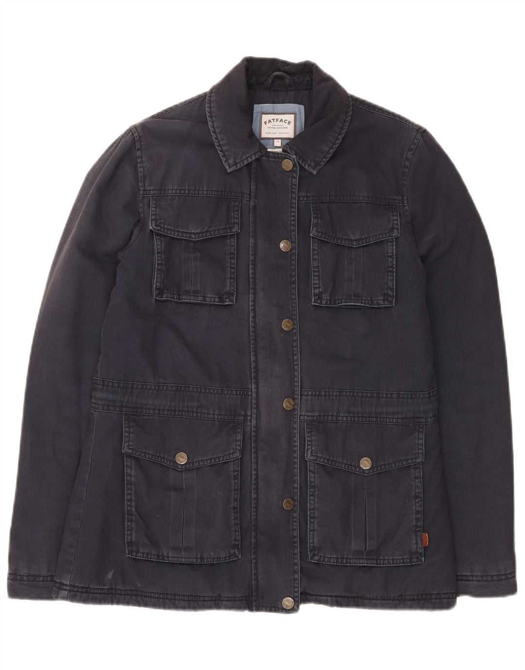 FAT FACE Womens Utility Jacket UK 10 Small Navy Blue Cotton