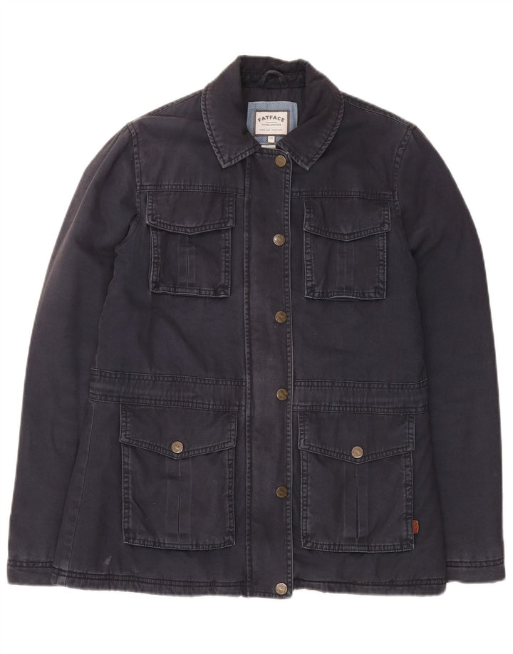 FAT FACE Womens Utility Jacket UK 10 Small Navy Blue Cotton