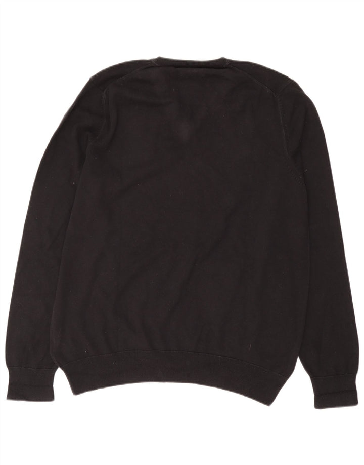 Marks & Spencer Mens V-Neck Jumper Sweater Large Black Cotton