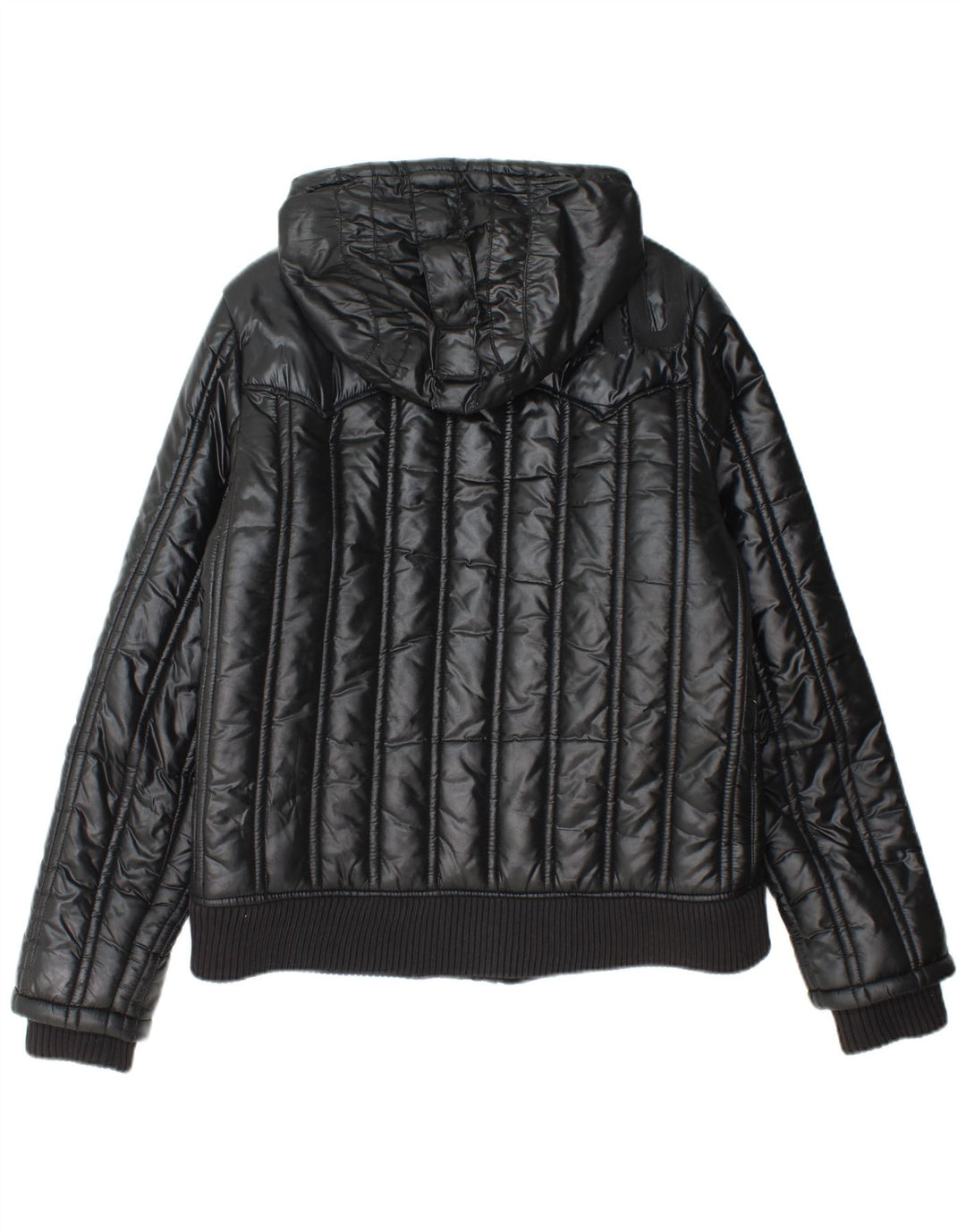 G-STAR Womens Hooded Padded Jacket UK 16 Large Black Polyamide
