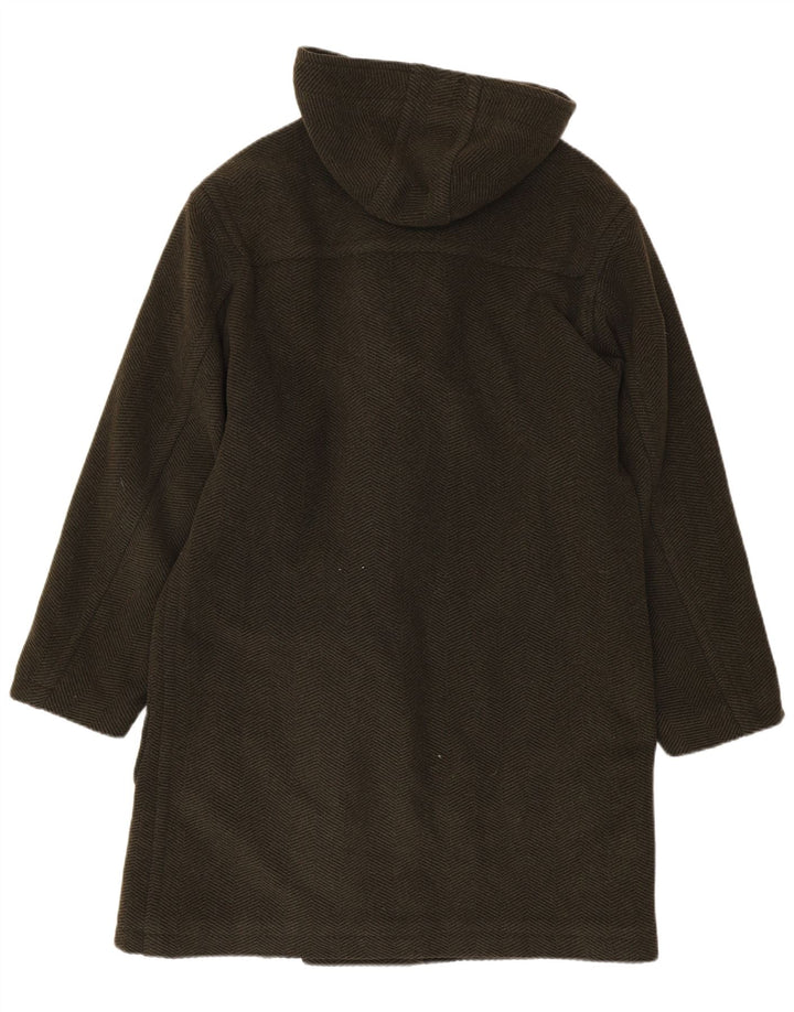 Vintage Ανδρικό παλτό Duffle με κουκούλα UK 38 Medium Khaki Wool