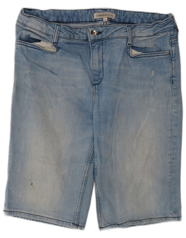 Marks & Spencer Womens Bermuda Denim Shorts UK 16 Large W32 Blue Cotton