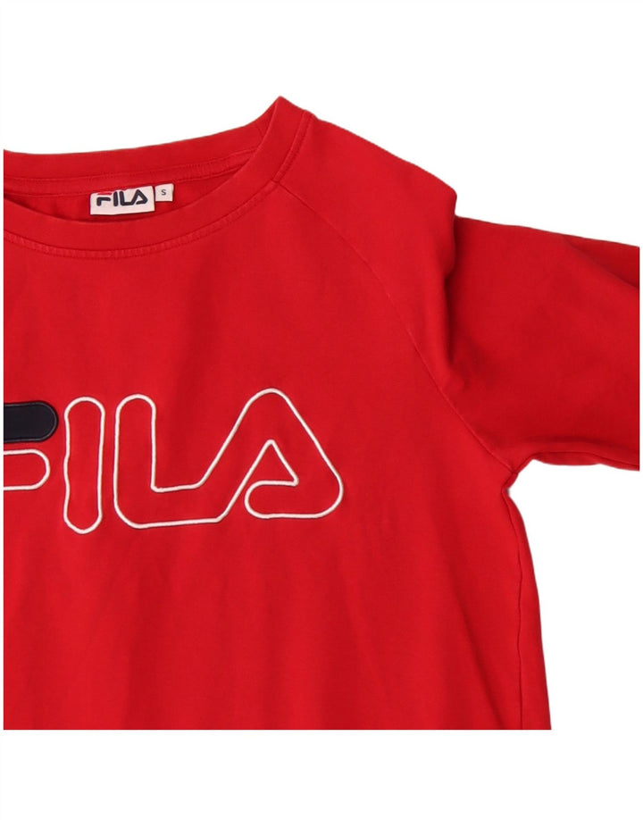 Fila Womens Graphic Sweatshirt Jumper UK 10 Small Red Cotton