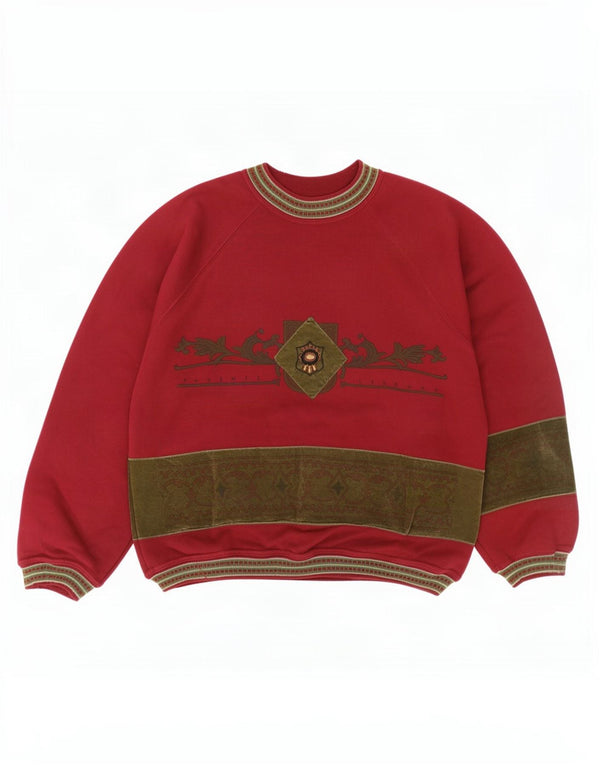 Vintage Mens Graphic Regular Fit Sweatshirt Jumper XL Burgundy Retro