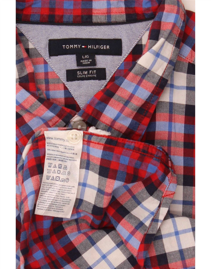 Camicia slim fit a maniche corte da uomo Tommy Hilfiger grande motivo a quadri multicolore