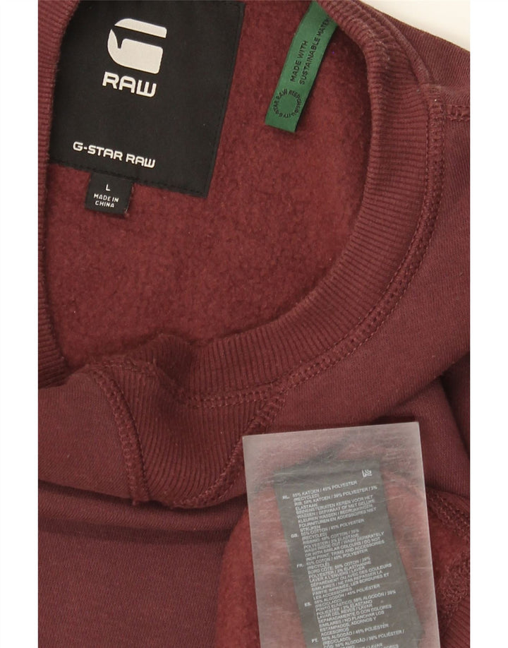 G-Star Mens Sweatshirt Jumper Large Burgundy Cotton