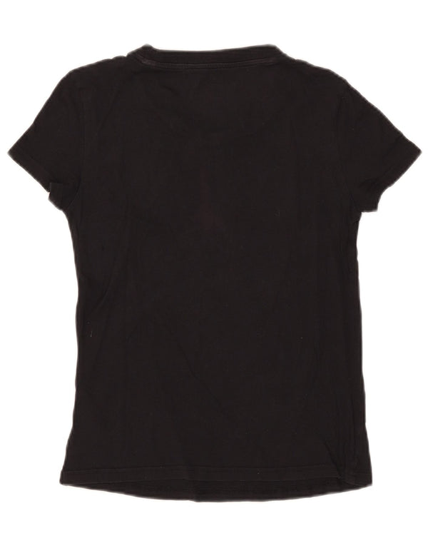 Adidas Dame Crop Grafisk T-Shirt Top UK 4/6 XS Sort Bomuld