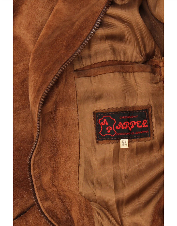 Vintage Herren Wildleder Bomberjacke IT 54 2XL Beige