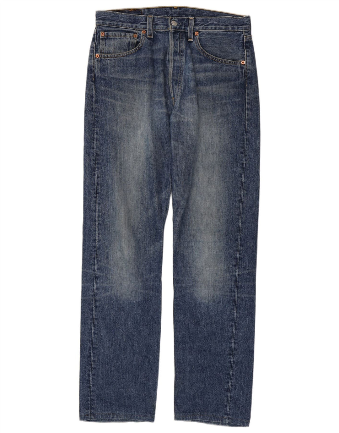 Levi's Mens 501 Straight Jeans W32 L34 Blue Cotton