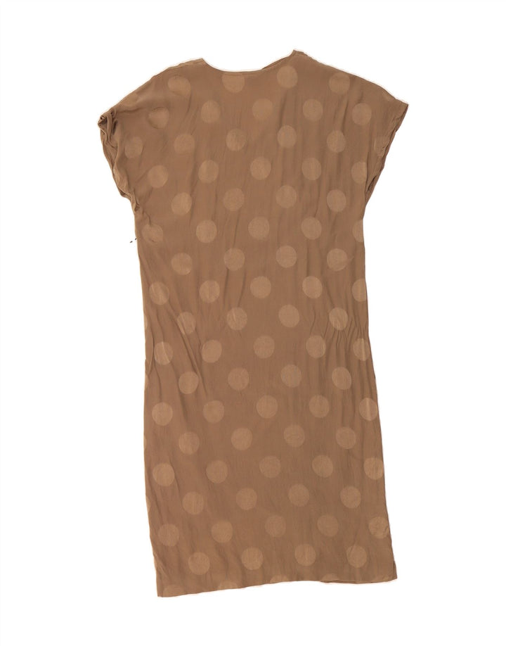 VINTAGE Womens Sheath Dress UK 14 Medium Brown Polka Dot Vintage Vintage and Second-Hand Vintage from Messina Hembry 