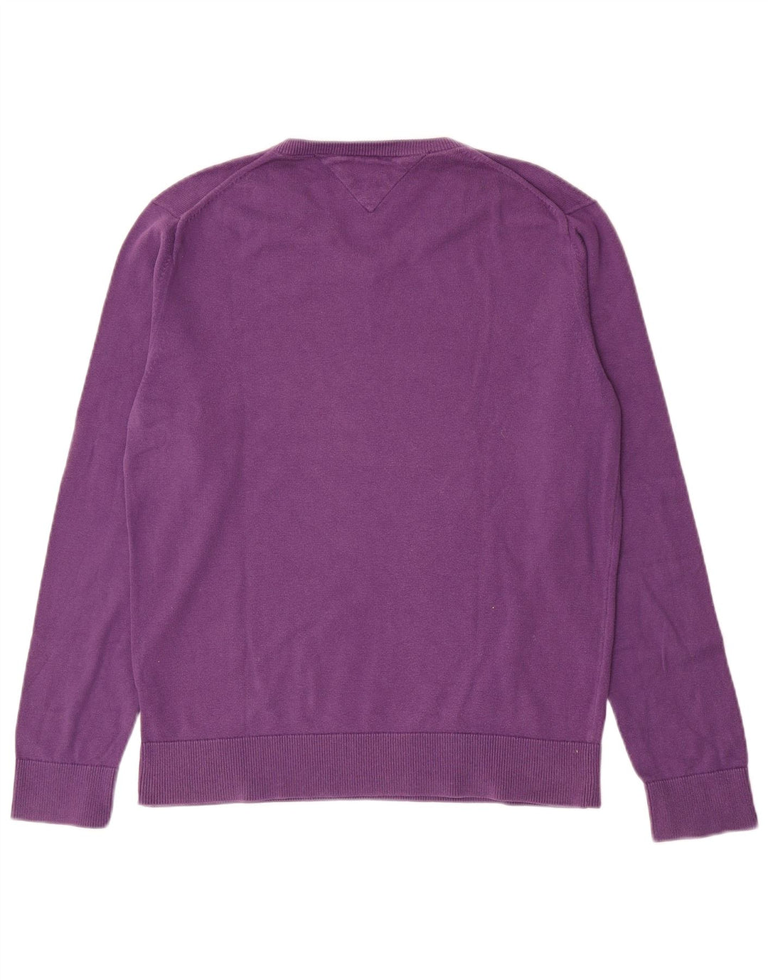 Tommy Hilfiger Mens V-Neck Jumper Sweater Medium Purple Cotton