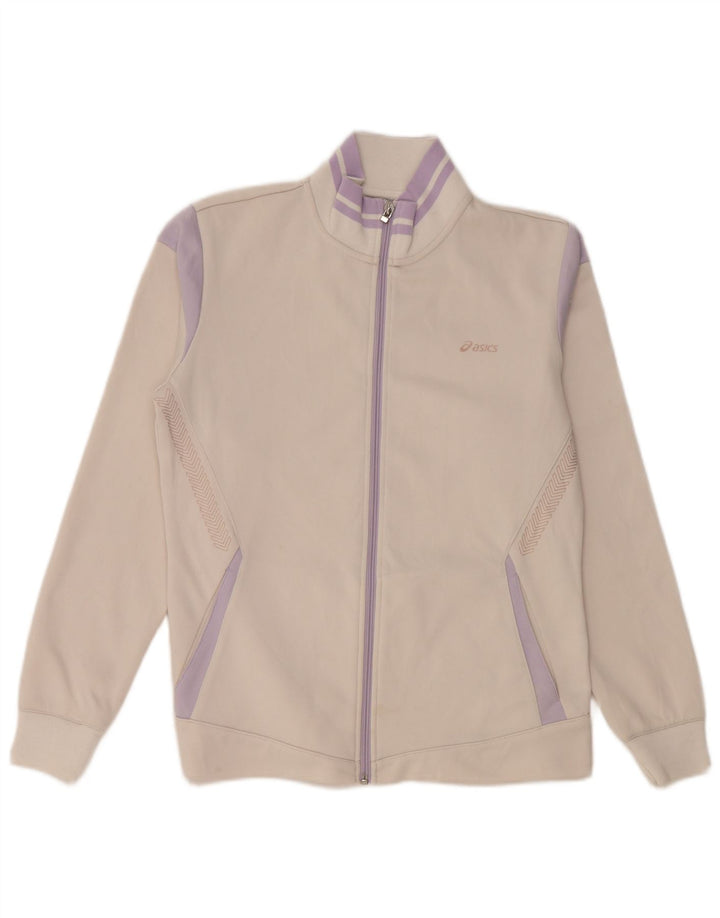 ASICS Damen-Trainingsanzug-Top-Jacke, UK 14, mittelweiß, Farbblock