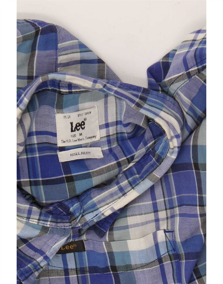 Lee Kortærmet skjorte med normal pasform til kvinder UK 14 Medium Blue Plaid
