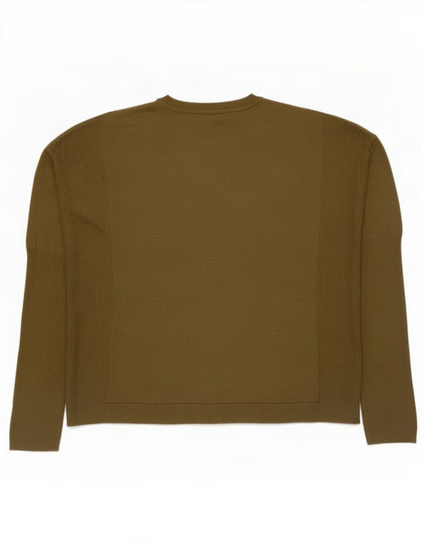 Marks & Spencer Womens Boat Neck Jumper Sweater UK 12 Medium Khaki Acrylic