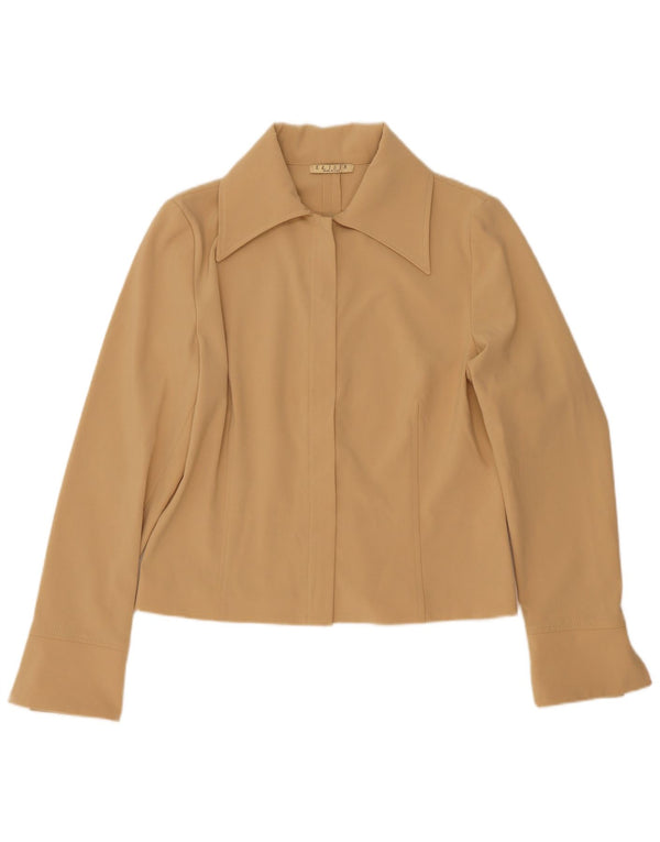 Vintage Womens Bomber Jacket IT 46 Large Beige Polyester