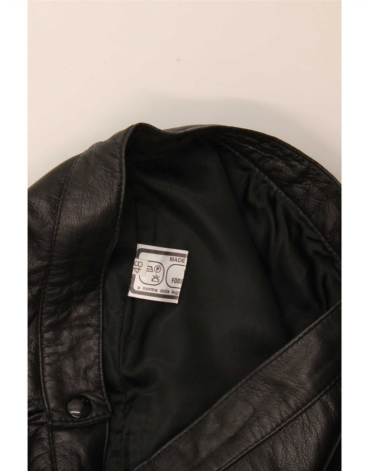 Mini saia de couro feminina vintage W30 médio preto