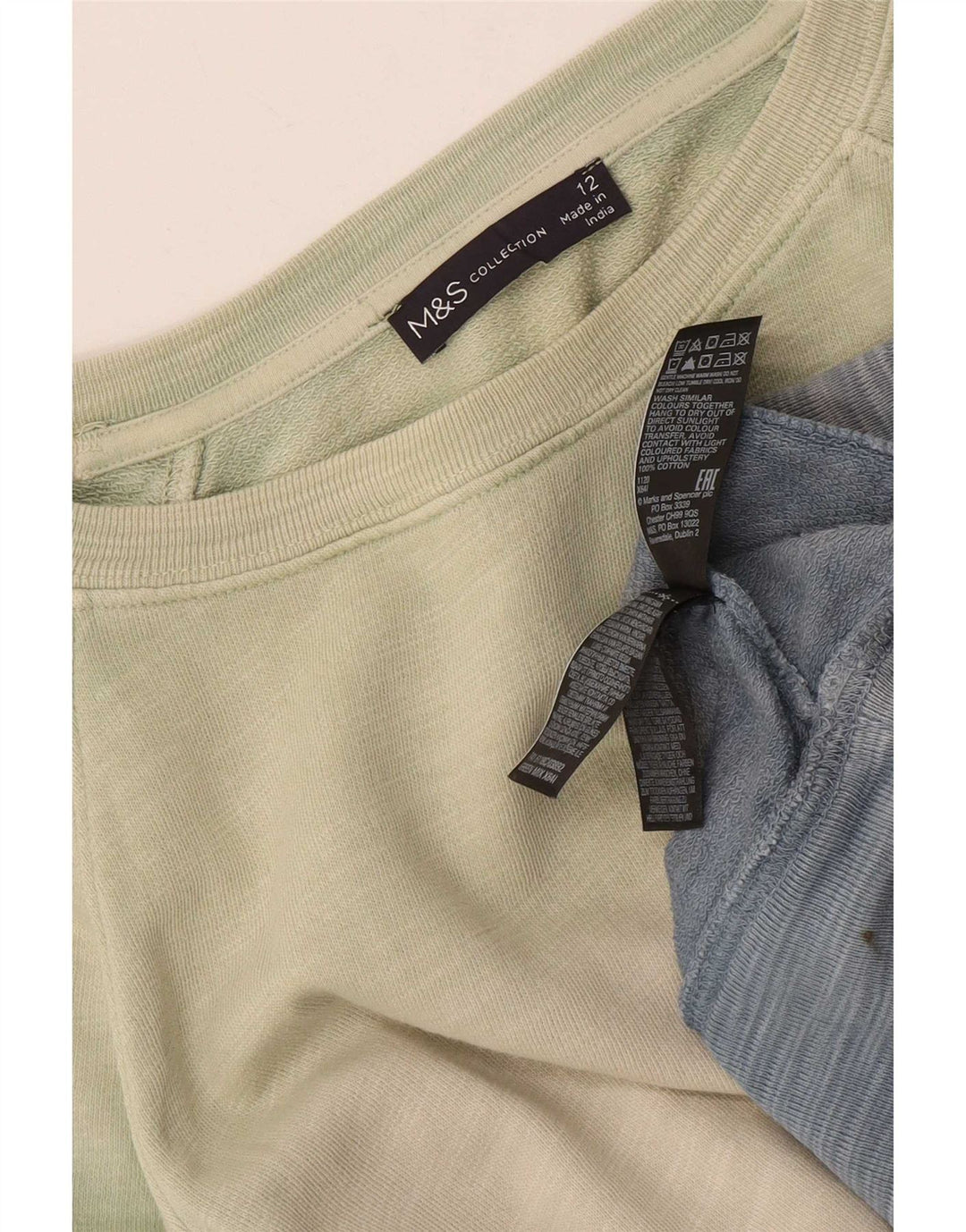 Marks & Spencer Womens Sweatshirt Jumper UK 12 Medium Green Colourblock