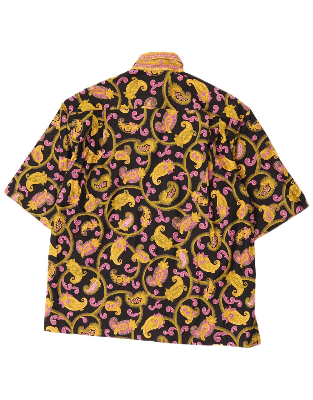 Vintage Kortærmet Herreskjorte Medium Sort Paisley