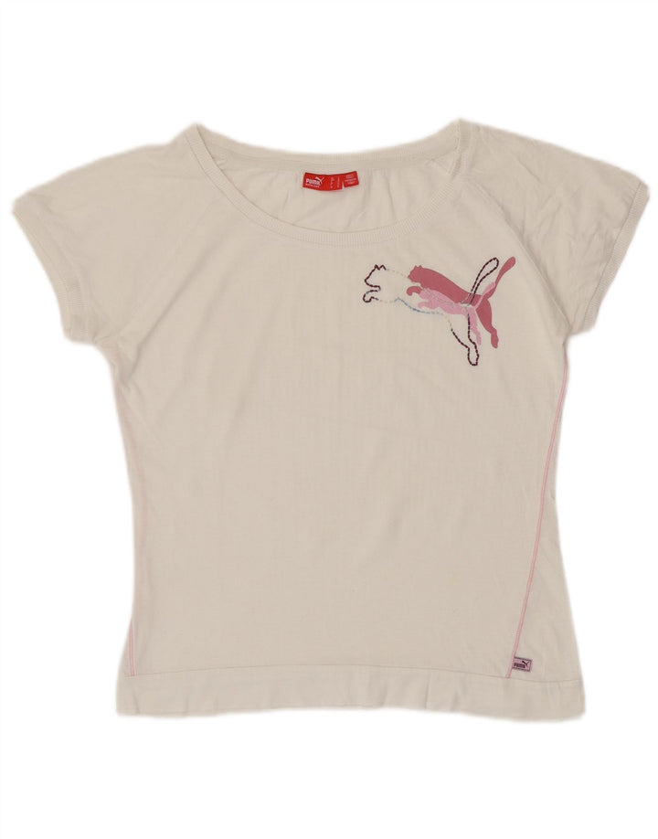 PUMA Grafisk T-shirt top til kvinder UK 14 Medium White