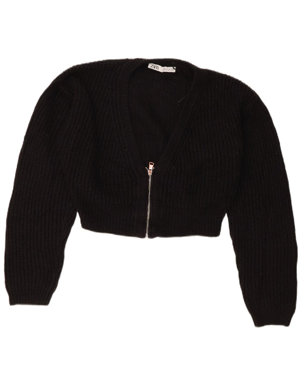 Pulover cardigan bolero supradimensionat pentru femei Zara UK 10 mic, negru, acrilic