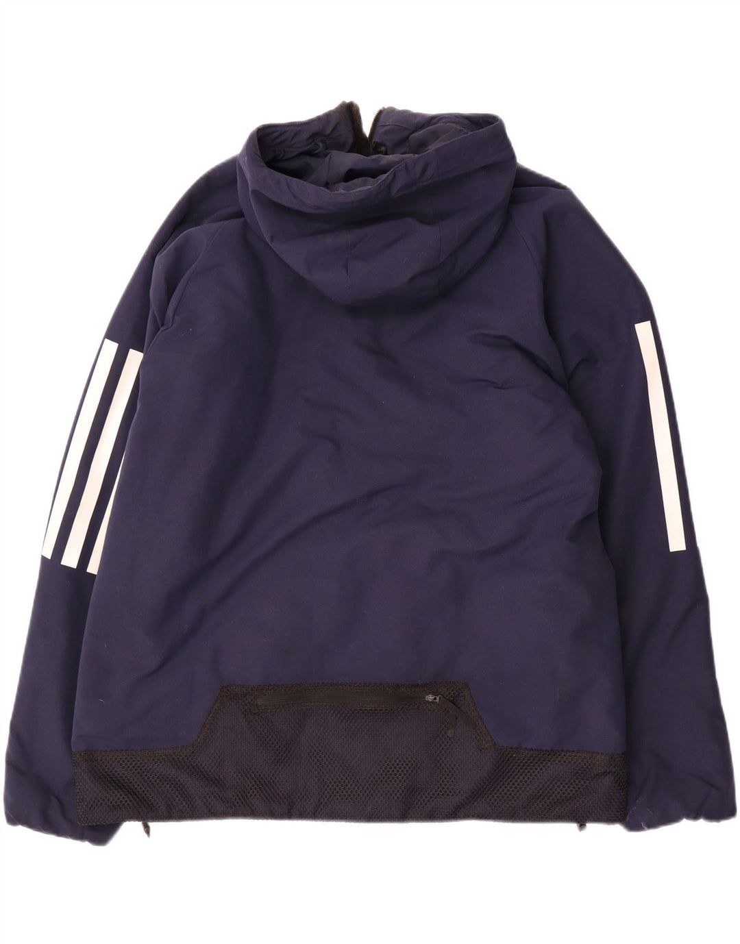 Adidas Mens Hooded Windbreaker Jacket UK 40 Large Navy Blue Polyester