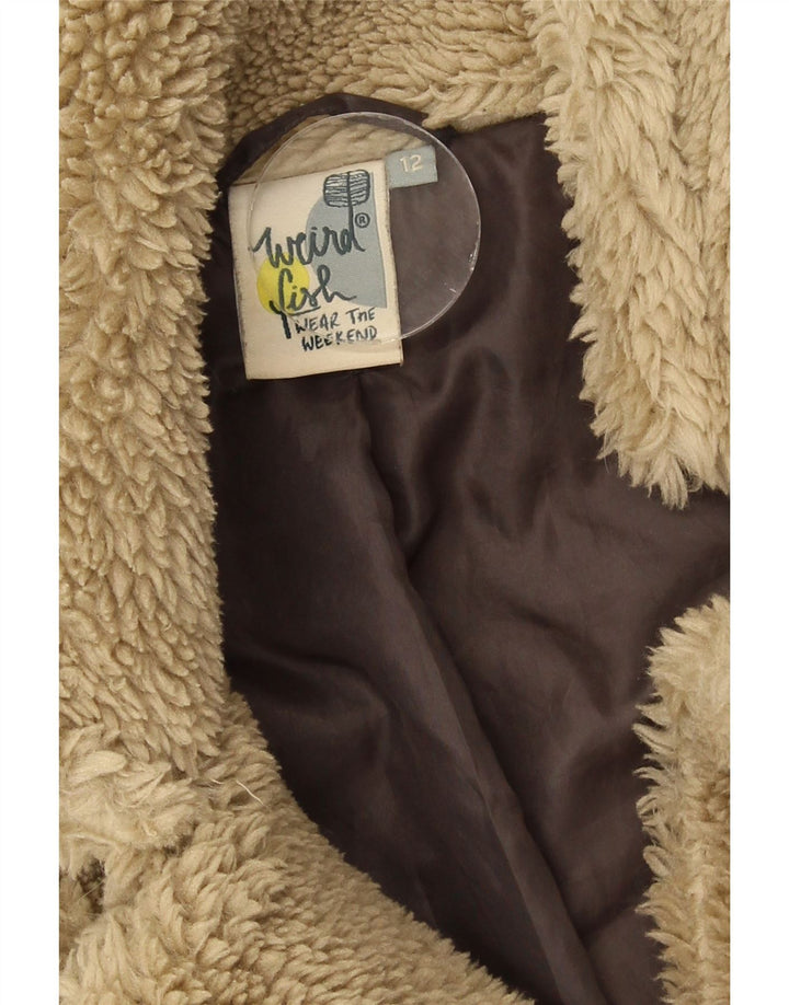 Weird Fish Womens Teddy Bear Sherpa Jacket UK 12 Medium Beige Polyester