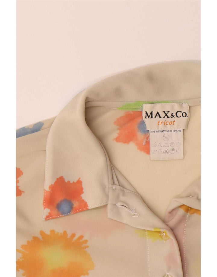 Женская блузка-рубашка Max & Co. UK 12, средний цвет с белым цветочным принтом