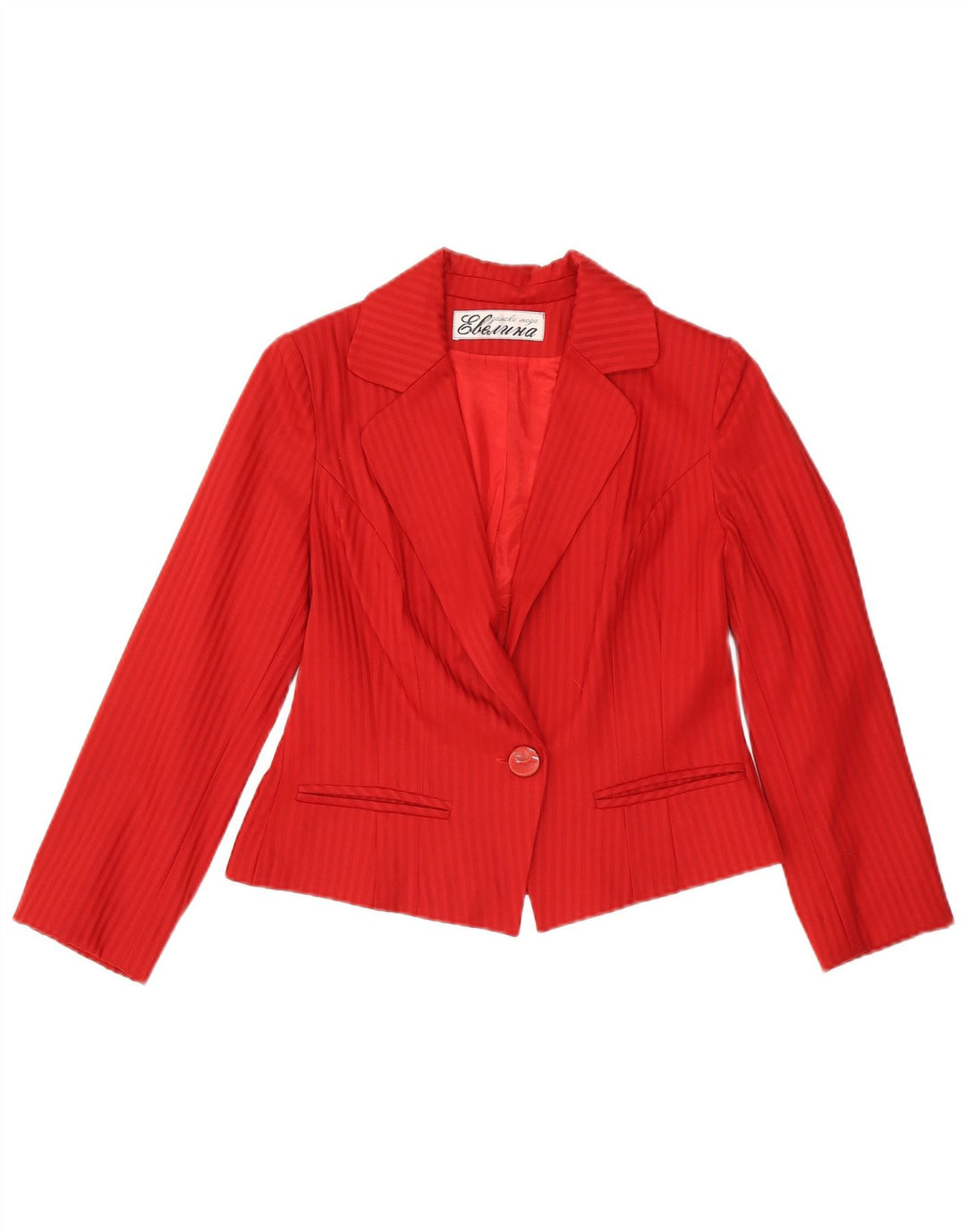 Jaqueta Blazer Vintage Feminina Crop 1 Botão Reino Unido 14 Riscas Vermelhas Médias