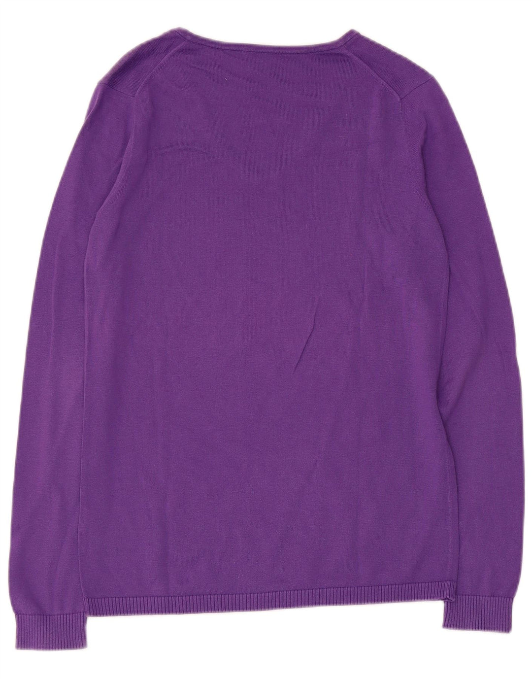 Lacoste Womens V-Neck Jumper Sweater Size 40 Medium Purple Cotton