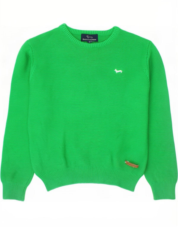 Harmont & Blaine Boys Boat Neck Jumper Sweater 7-8 Years Green Cotton