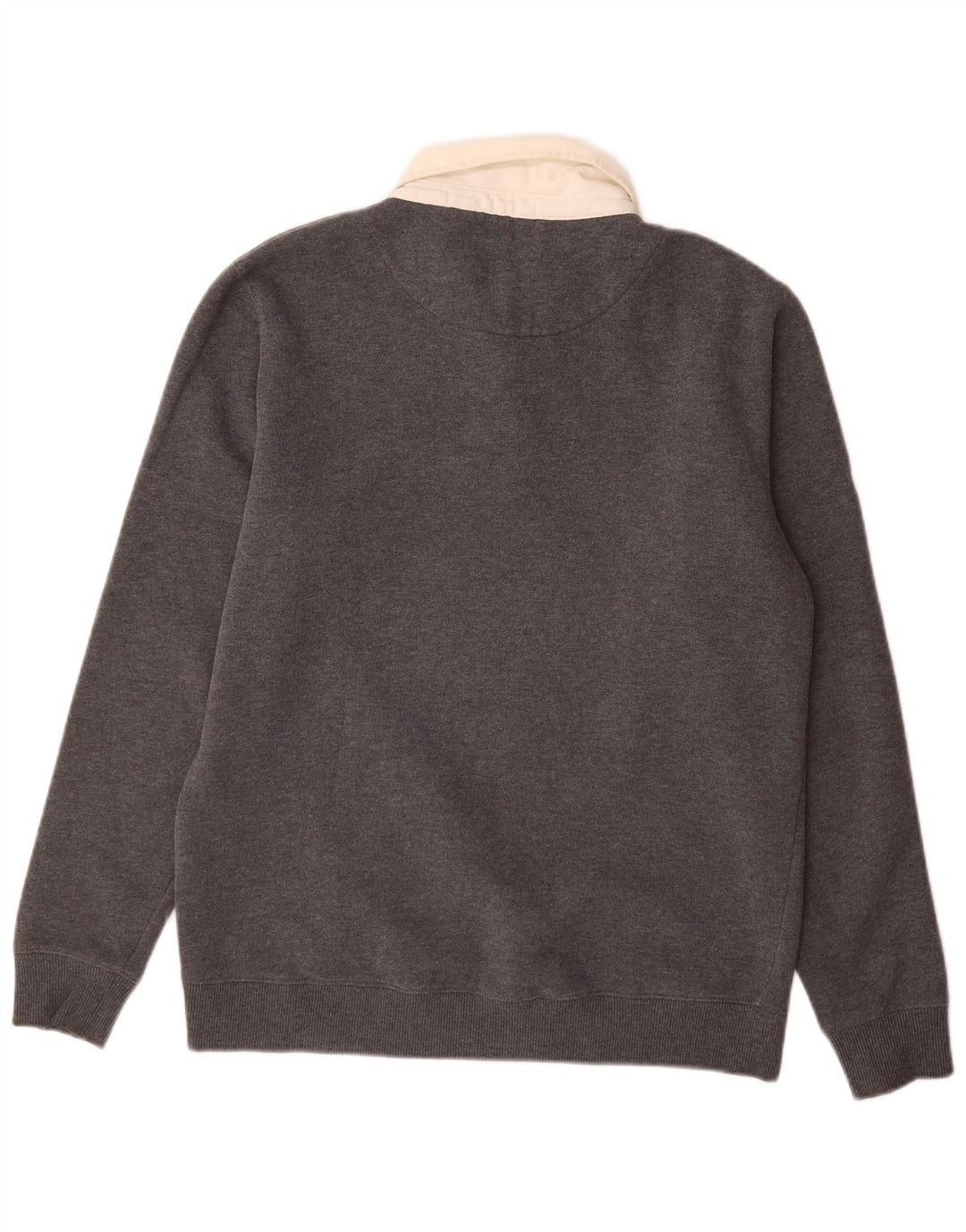 Superdry Mens Polo Neck Sweatshirt Jumper Large Grey Cotton