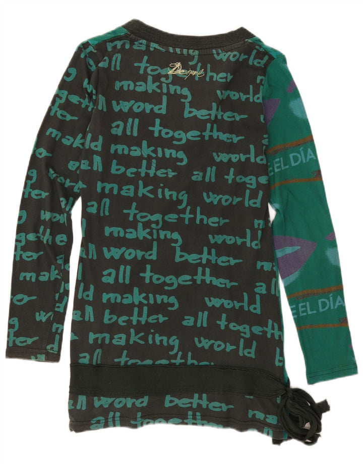 Desigual Tunica da donna con motivo astratto Top UK 14 Cotone verde medio